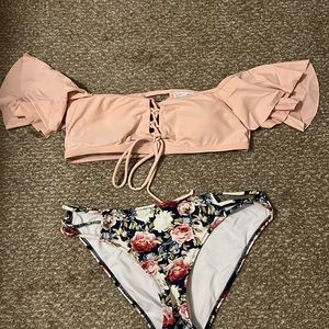 Pink and floral bathing suit